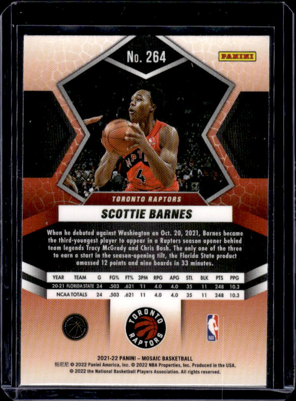 2021-22 Panini Mosaic #264 Scottie Barnes