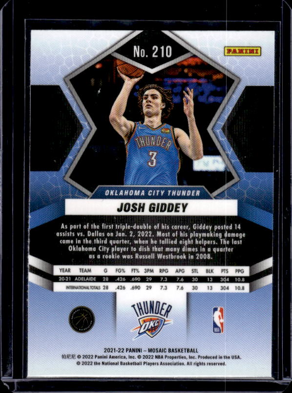 2021-22 Panini Mosaic #210 Josh Giddey
