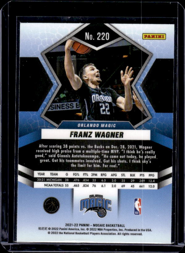2021-22 Panini Mosaic #220 Franz Wagner