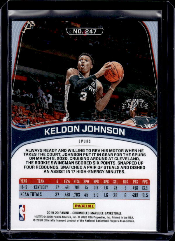 2019-20 Panini Chronicles #247 Keldon Johnson