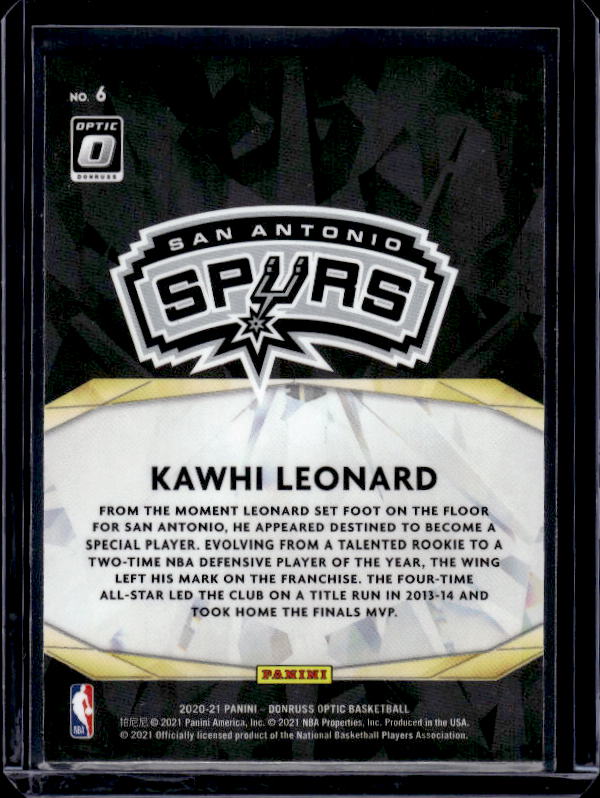 2020-21 Donruss Optic #6 Kawhi Leonard