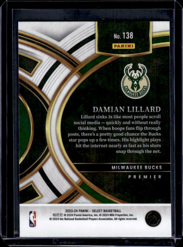2023-24 Panini Select #138 Damian Lillard