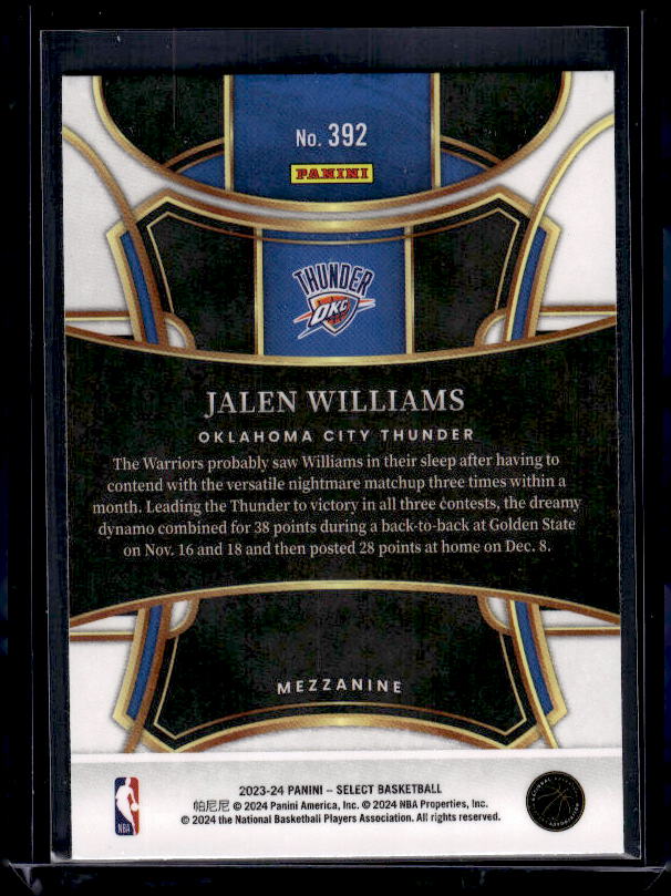 2023-24 Panini Select #392 Jalen Williams