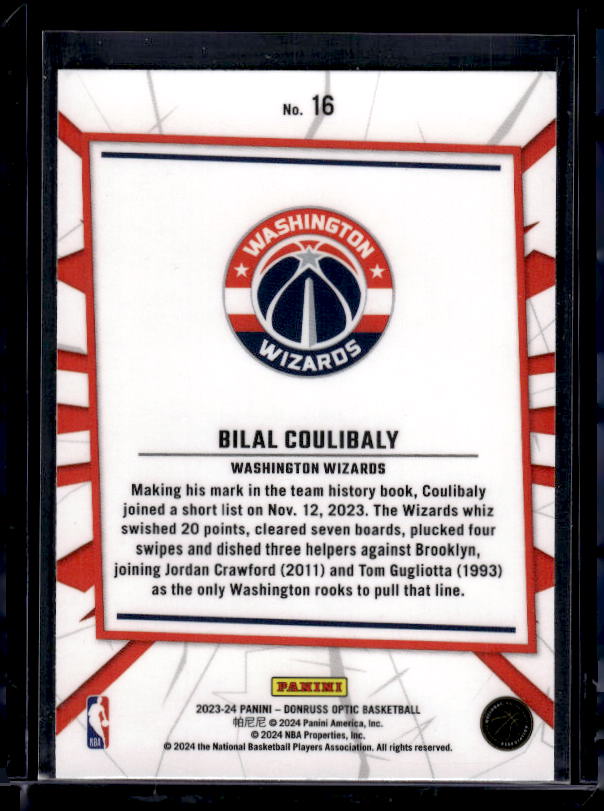 2023-24 Donruss Optic #16 Bilal Coulibaly