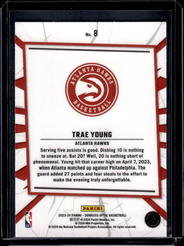 2023-24 Donruss Optic #8 Trae Young My House