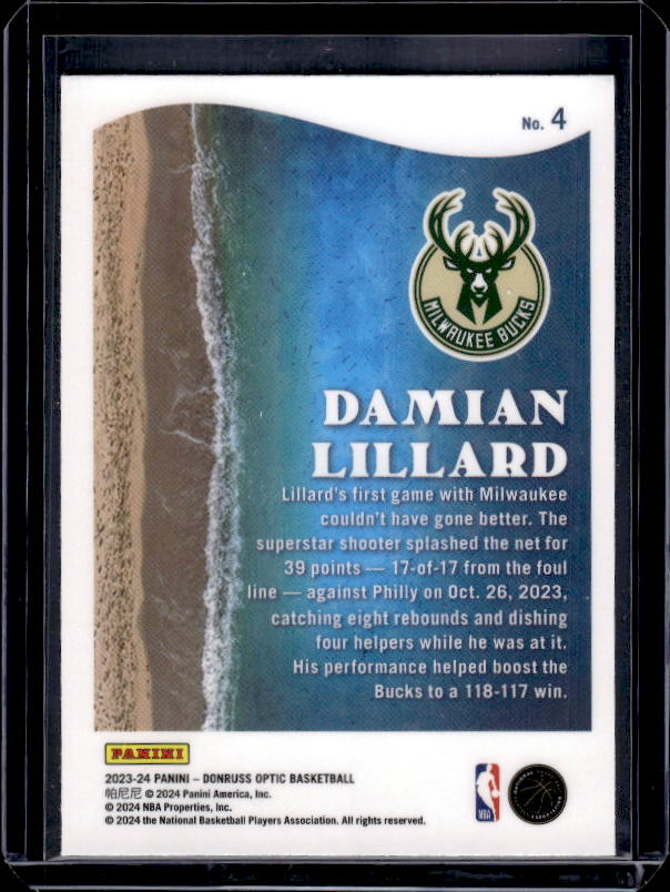 2023-24 Donruss Optic #4 Damian Lillard Splash