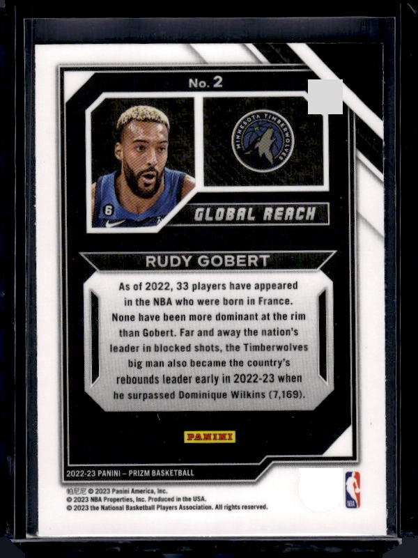 2022-23 Panini Prizm #2 Rudy Gobert Global Reach