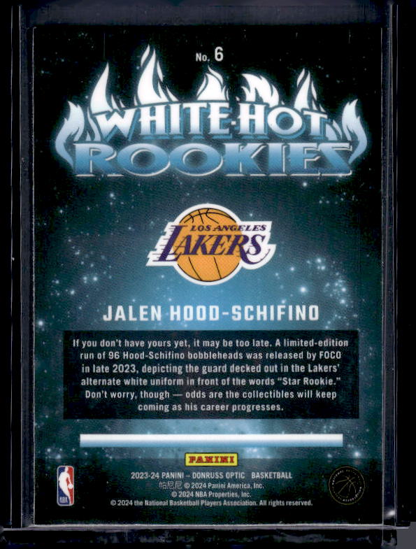 2023-24 Donruss Optic #6 Jalen Hood-Schifino White Hot Rookies