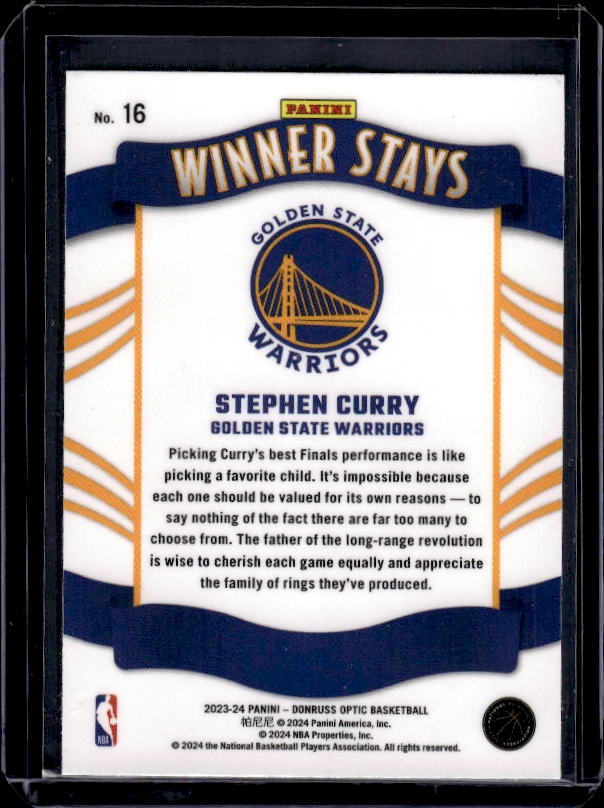 2023-24 Donruss Optic #16 Stephen Curry Winner Stays