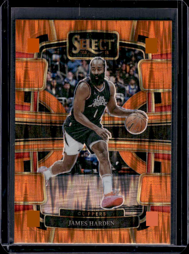 2023-24 Panini Select #64 James Harden Orange Flash Prizms