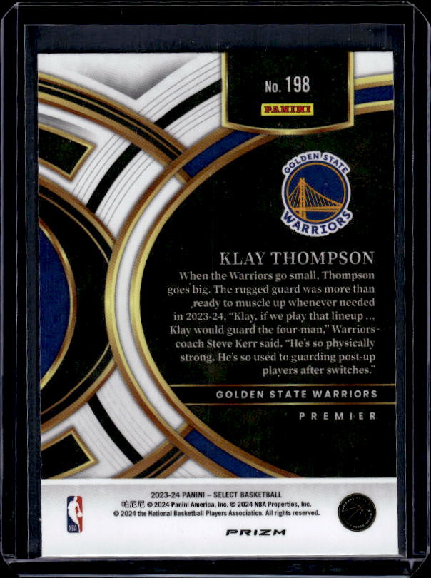 2023-24 Panini Select #198 Klay Thompson Orange Flash Prizms