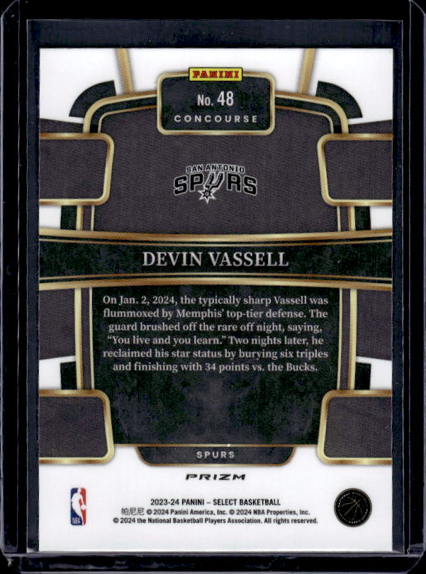 2023-24 Panini Select #48 Devin Vassell Blue Prizms
