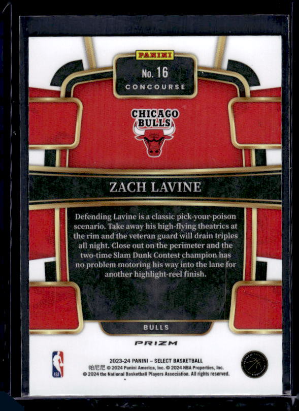 2023-24 Panini Select #16 Zach LaVine Blue Prizms