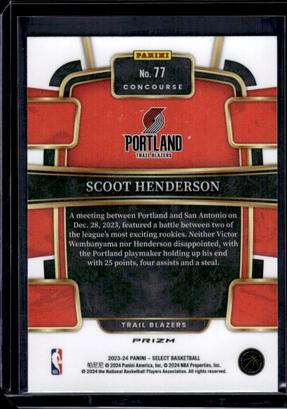 2023-24 Panini Select #77 Scoot Henderson Blue Prizms