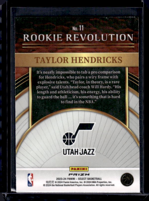2023-24 Panini Select #11 Taylor Hendricks Rookie Revolution Red Prizms