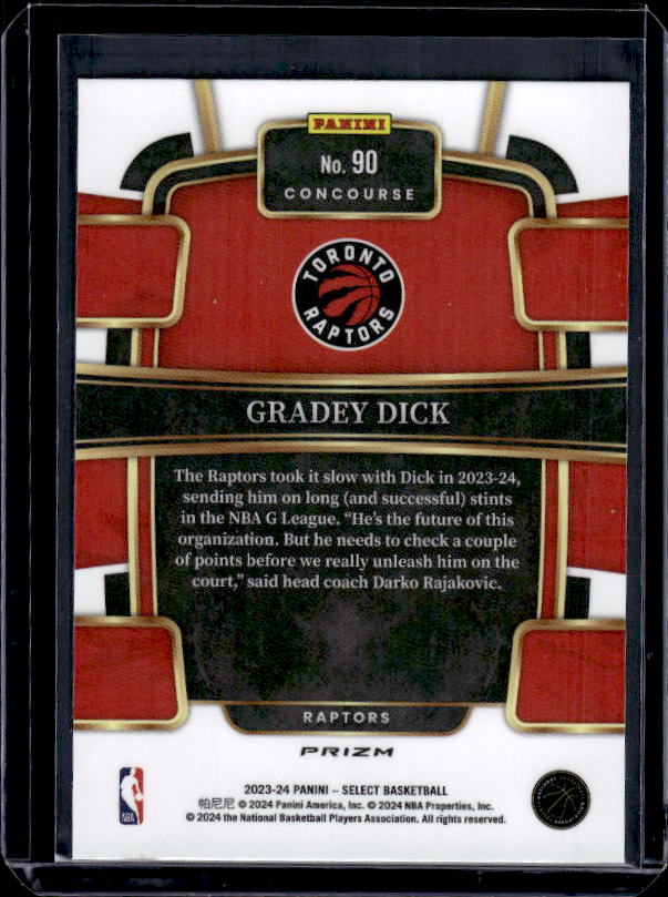 2023-24 Panini Select #90 Gradey Dick Green White Purple Prizms