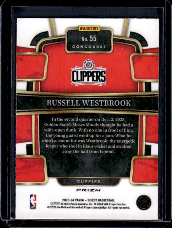 2023-24 Panini Select #55 Russell Westbrook Silver Prizms