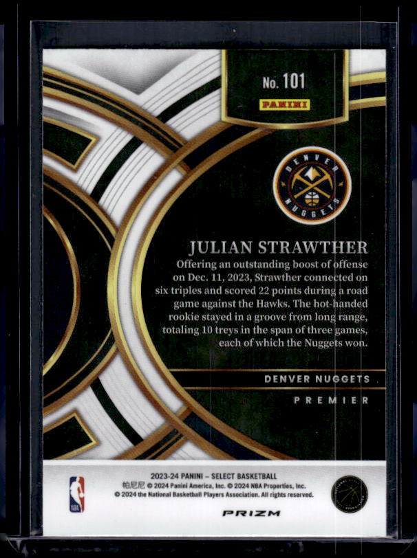 2023-24 Panini Select #101 Julian Strawther Silver Prizms