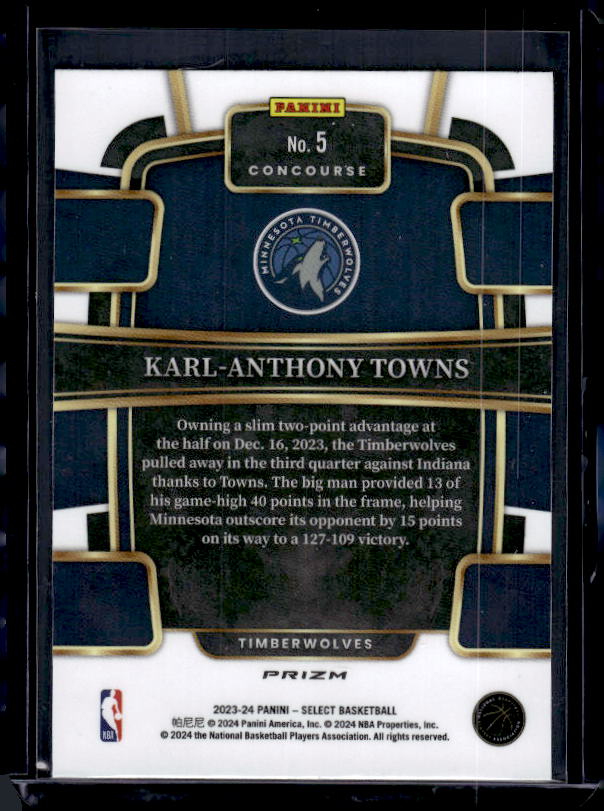 2023-24 Panini Select #5 Karl-Anthony Towns Orange Flash Prizms