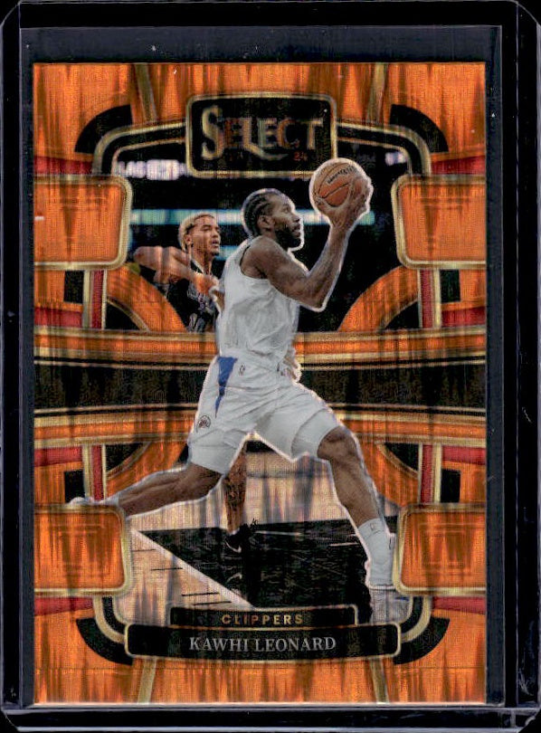 2023-24 Panini Select #24 Kawhi Leonard Orange Flash Prizms