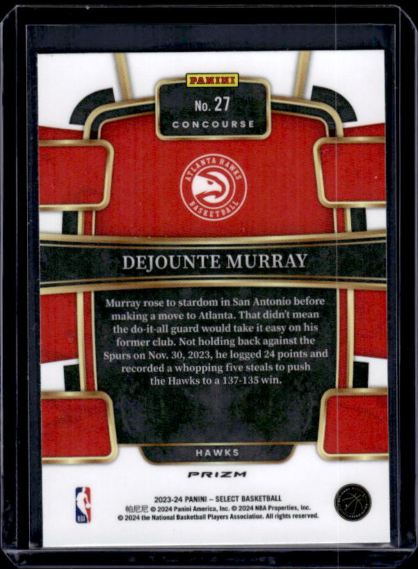 2023-24 Panini Select #27 Dejounte Murray Blue Prizms