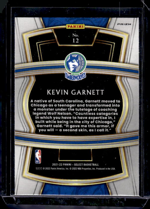 2021-22 Panini Select #12 Kevin Garnett Select Company Silver Prizms