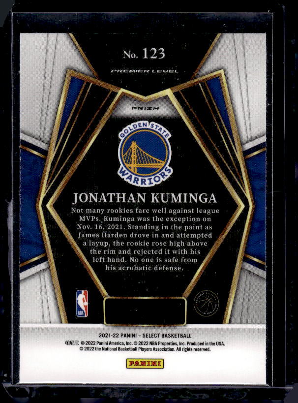 2021-22 Panini Select #123 Jonathan Kuminga Orange Flash Prizms