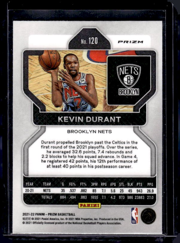 2021-22 Panini Prizm #120 Kevin Durant Red White and Blue