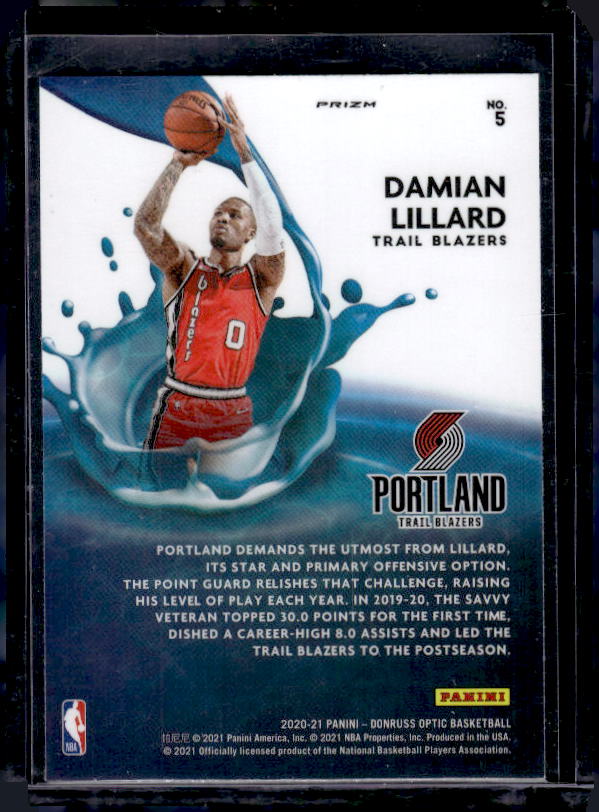 2020-21 Donruss Optic #5 Damian Lillard Splash! Purple