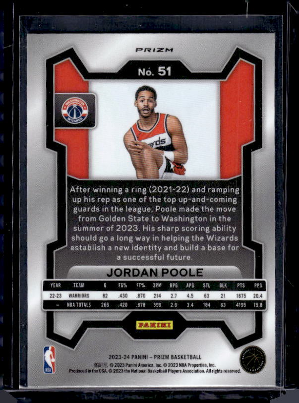 2023-24 Panini Prizm #51 Jordan Poole Prizms Red White and Blue