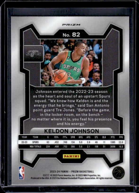 2023-24 Panini Prizm #82 Keldon Johnson Prizms Red White and Blue
