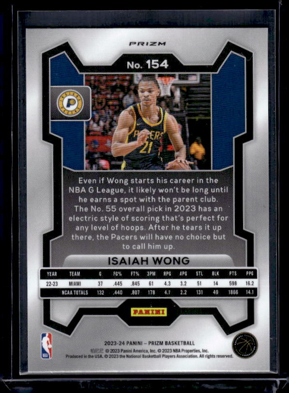 2023-24 Panini Prizm #154 Isaiah Wong Prizms Red White and Blue