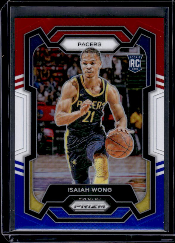 2023-24 Panini Prizm #154 Isaiah Wong Prizms Red White and Blue