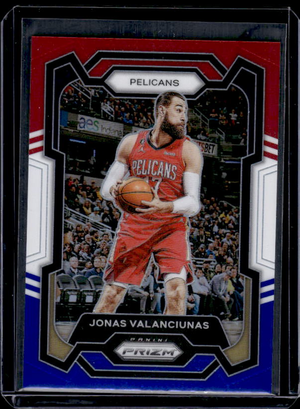 2023-24 Panini Prizm #289 Jonas Valanciunas Prizms Red White and Blue