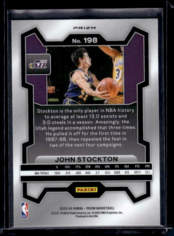 2023-24 Panini Prizm #198 John Stockton Prizms Red White and Blue