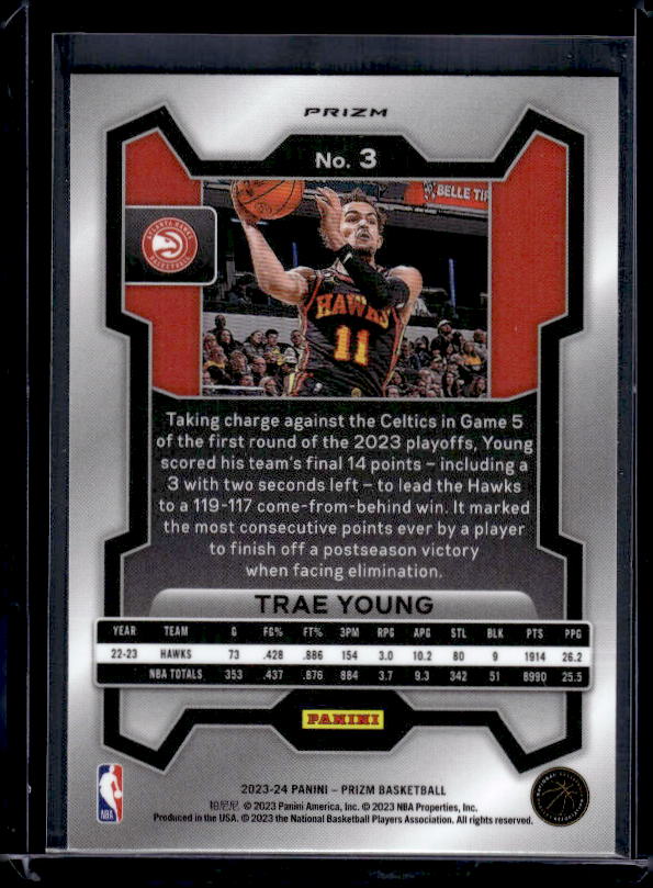 2023-24 Panini Prizm #3 Trae Young Prizms Green