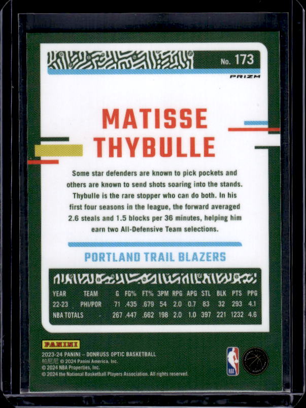 2023-24 Donruss Optic #173 Matisse Thybulle Purple