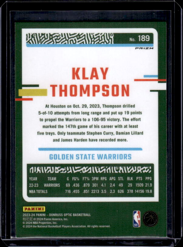 2023-24 Donruss Optic #189 Klay Thompson Holo