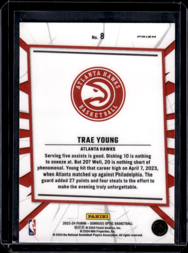 2023-24 Donruss Optic #8 Trae Young My House Holo