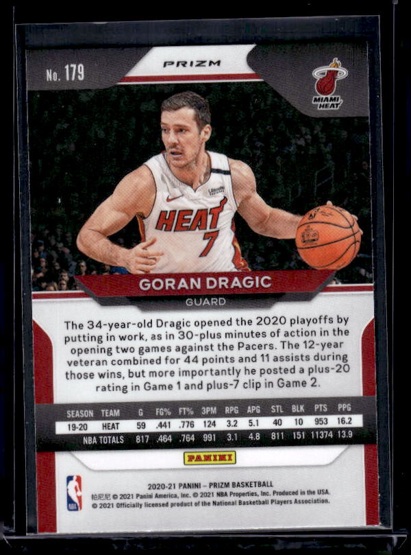 2020-21 Panini Prizm #179 Goran Dragic Green Prizms