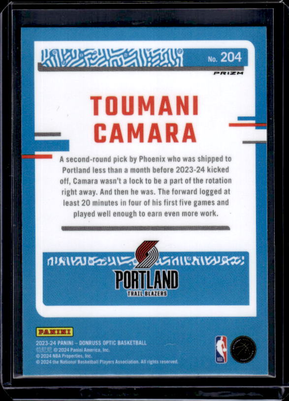 2023-24 Donruss Optic #204 Toumani Camara Purple