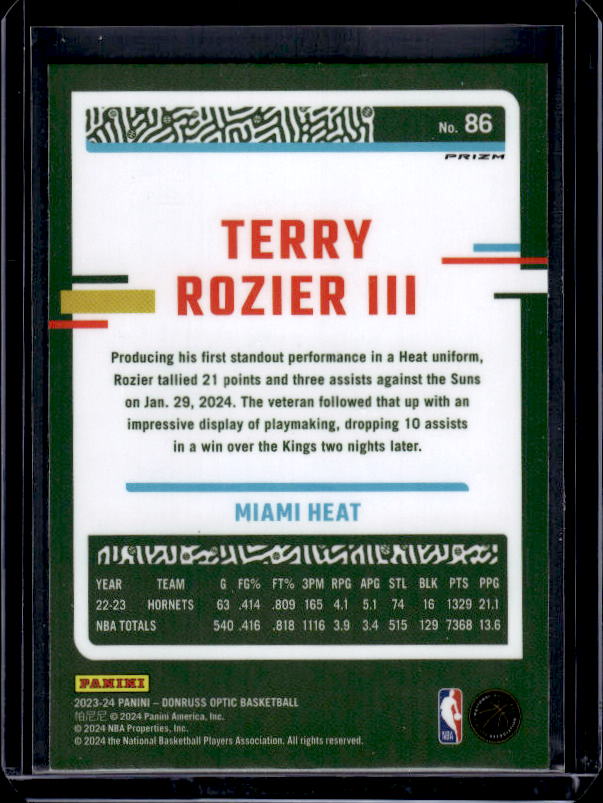2023-24 Donruss Optic #86 Terry Rozier III Holo