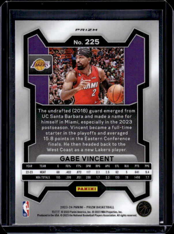 2023-24 Panini Prizm #225 Gabe Vincent Prizms Green
