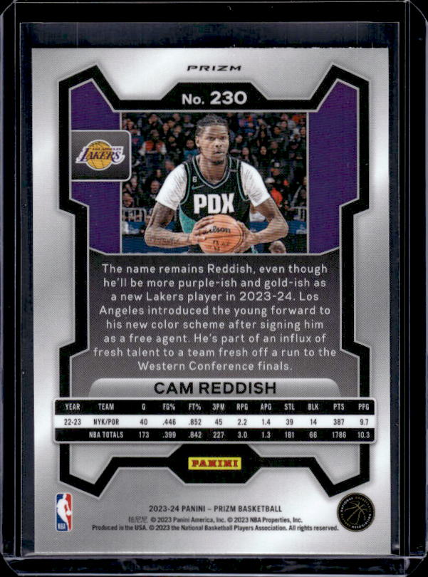 2023-24 Panini Prizm #230 Cam Reddish Prizms Red White and Blue
