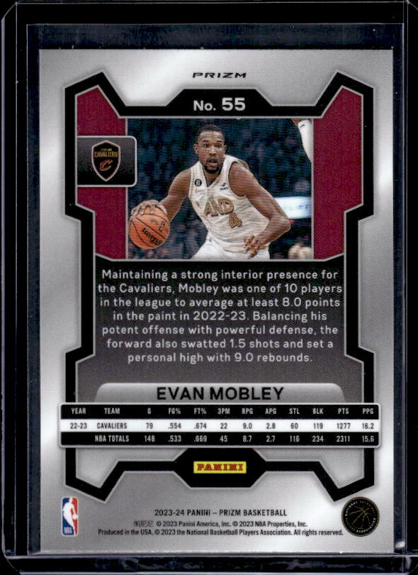 2023-24 Panini Prizm #55 Evan Mobley Prizms Red White and Blue