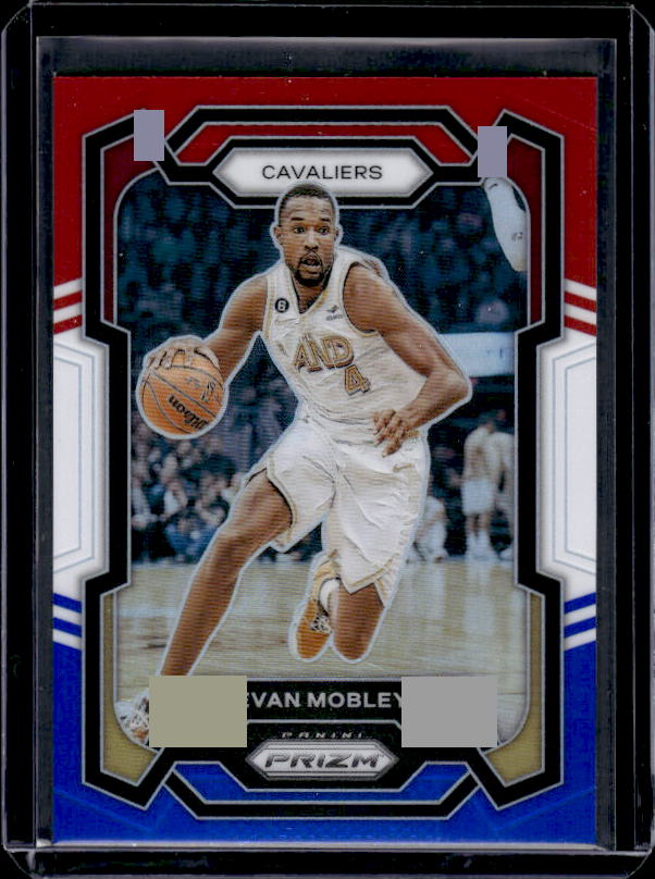 2023-24 Panini Prizm #55 Evan Mobley Prizms Red White and Blue