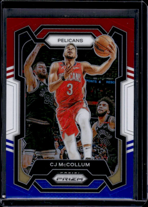 2023-24 Panini Prizm #114 CJ McCollum Prizms Red White and Blue