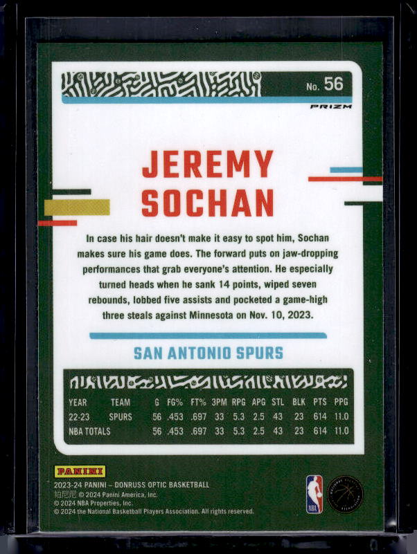 2023-24 Donruss Optic #56 Jeremy Sochan Holo