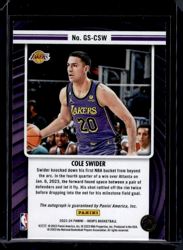 2023-24 Hoops #GS-CSW Cole Swider Great SIGnificance