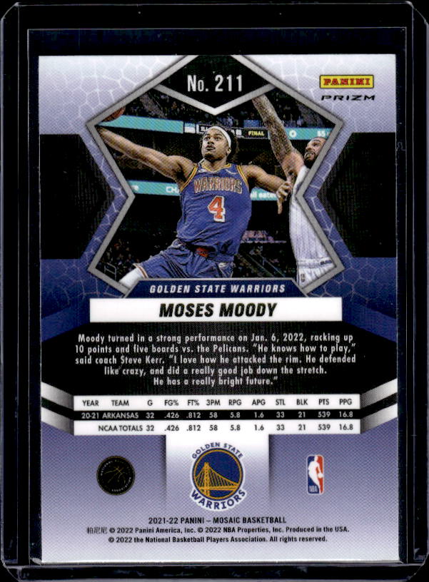 2021-22 Panini Mosaic #211 Moses Moody Green